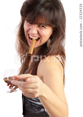 Portrait of a smoking woman on a white background Portrait of a smoking woman on a white background 22324319
