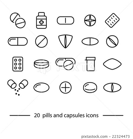 pills and capsules icons pills and capsules icons 22324473