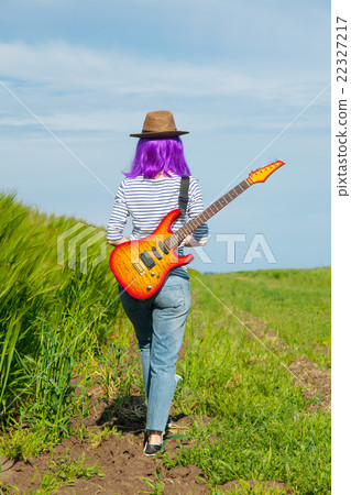 young woman with guitar young woman with guitar 22327217