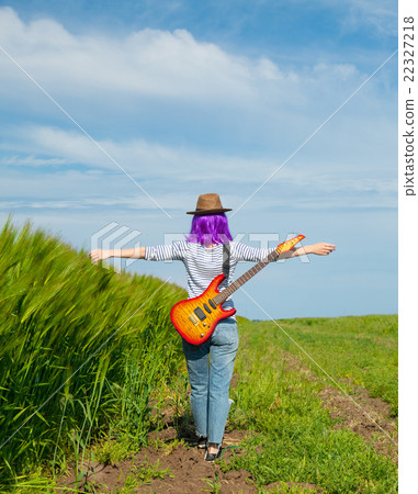 young woman with guitar young woman with guitar 22327218