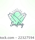 Surfing logo made in hand drawn design. Surf icon 22327594