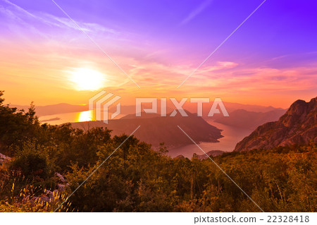 Kotor Bay on sunset - Montenegro 22328418
