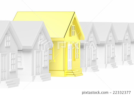 Golden unique house in row of houses. Golden unique house in row of houses. 22332377
