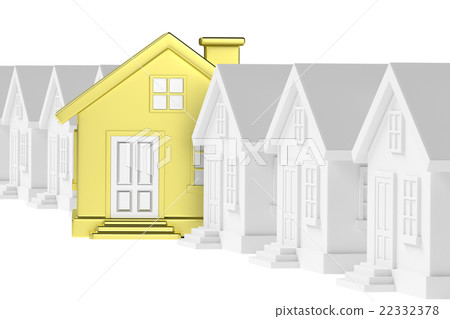 Golden unique house stand out from row of houses. Golden unique house stand out from row of houses. 22332378