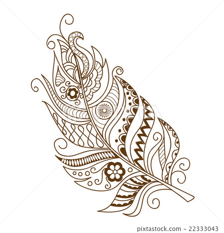 isolated decorated feather in the boho style isolated decorated feather in the boho style 22333043