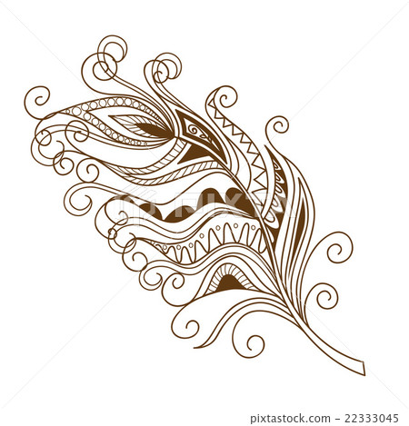 isolated decorated feather in the boho style isolated decorated feather in the boho style 22333045