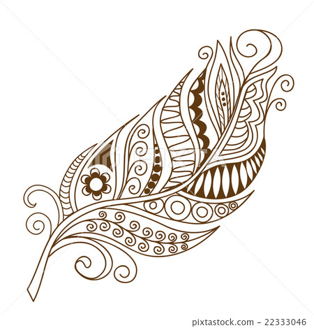 isolated decorated feather in the boho style 22333046