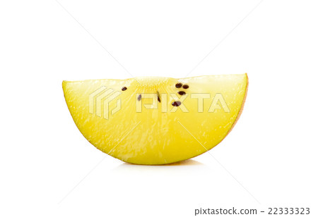 Yellow gold kiwi fruit isolated on the white 22333323