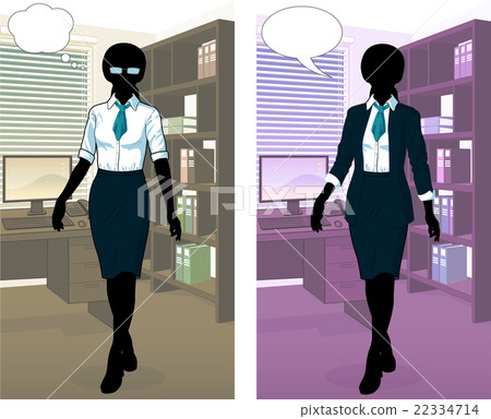 Businesswoman silhouette in office interior Businesswoman silhouette in office interior 22334714
