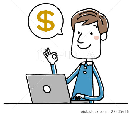 Illustration Material: Young Male Computer Money Dollars 22335616