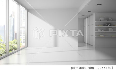 Empty white color room 3D rendering Empty white color room 3D rendering 22337701