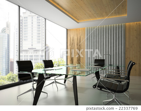 Interior of the modern office with glass table 22337769