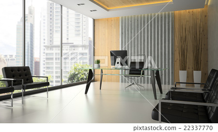 Interior of the modern office with glass table  22337770