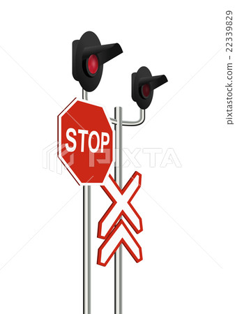 Isometric light railway and the sign of Stop Isometric light railway and the sign of Stop 22339829
