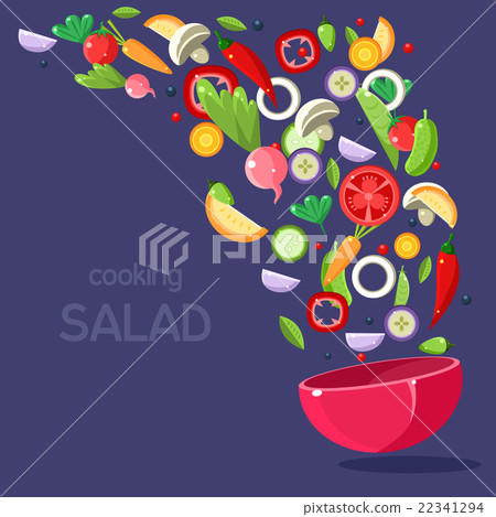 Salad Ingredients Flying Into Bowl Salad Ingredients Flying Into Bowl 22341294