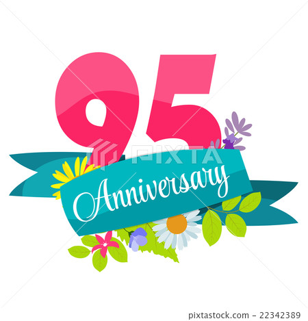 Cute Template 95 Years Anniversary Sign Vector Cute Template 95 Years Anniversary Sign Vector 22342389