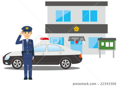 Salute policeman police car police box Salute policeman police car police box 22343308