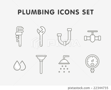 plumbing flat line icons set plumbing flat line icons set 22344735