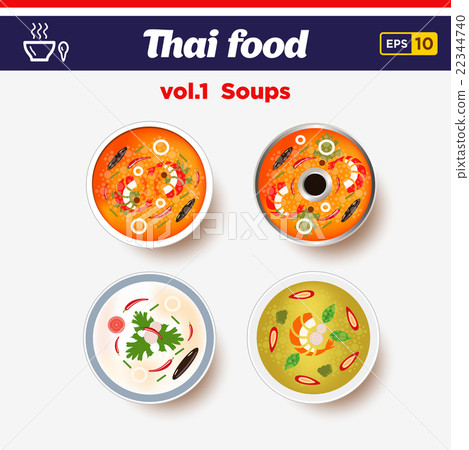 Thai food icon set. Hot spicy chilly soups  22344740