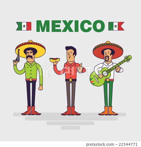 Mexican vector characters set. Mexican vector characters set. 22344771