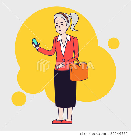 Intellegent modern elderly woman using phone. 22344781