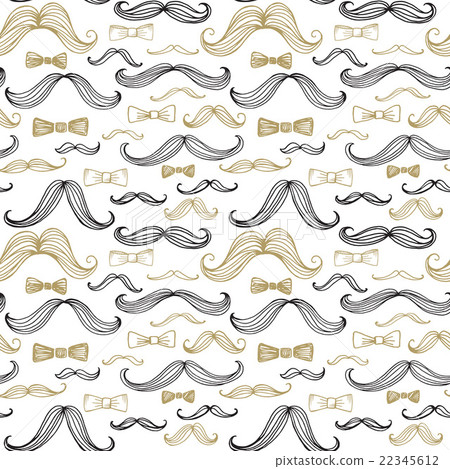 Bow Tie and Moustache Seamless Pattern. Vector - Stock Illustration ...