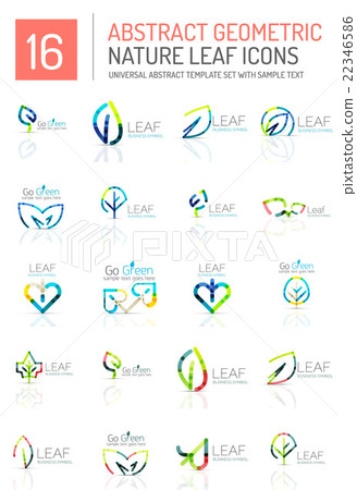 Geometric leaf icon set Geometric leaf icon set 22346586