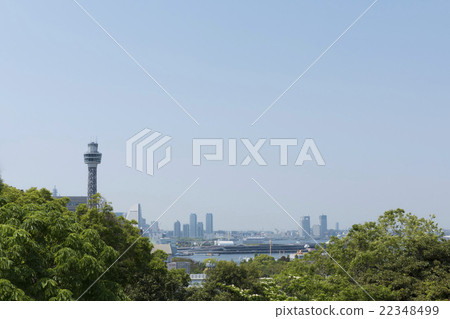 橫濱觀光港區的山公園高田春花新鮮的綠色景觀 橫濱觀光港區的山公園高田春花新鮮的綠色景觀 22348499