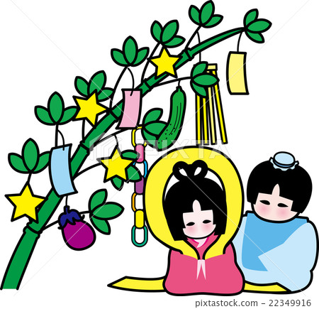 Tanabata Festival Orihime和Hikobori·竹裝飾品·條狀 22349916