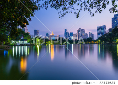 Bangkok skyline at dusk, Lumpini Park, Bangkok 22353683