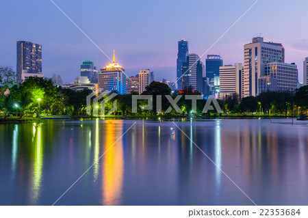 Bangkok skyline at dusk, Lumpini Park, Bangkok 22353684