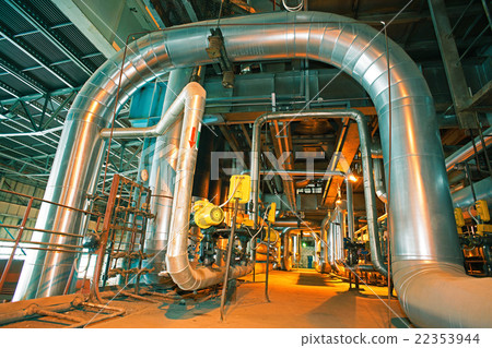 Industrial zone, Steel pipelines, valves, cables 22353944