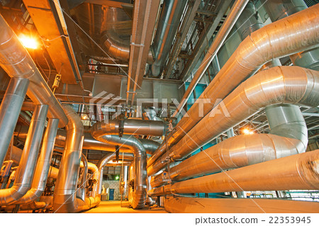 Industrial zone, Steel pipelines, valves, cables 22353945