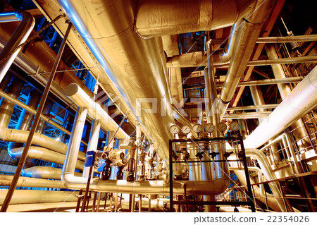 Industrial zone, Steel pipelines, valves, cables  22354026