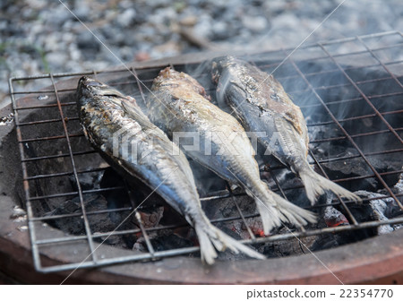 Grilling fish on barbecue 22354770