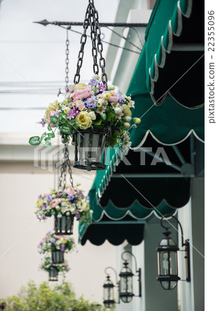 hanging basket of flowers  22355096