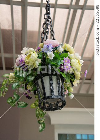 hanging basket of flowers  22355099