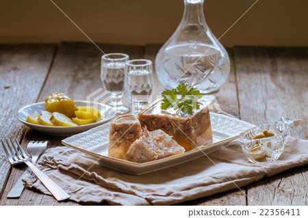 Jellied meat on the white plate 22356411