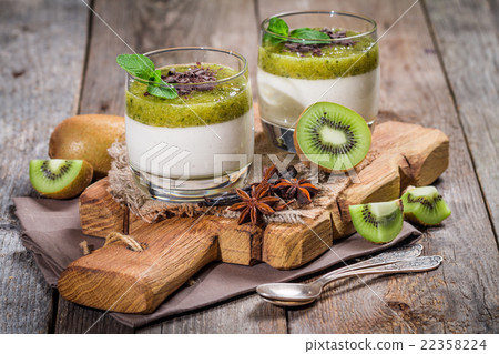 Fruit dessert green panna cotta 22358224