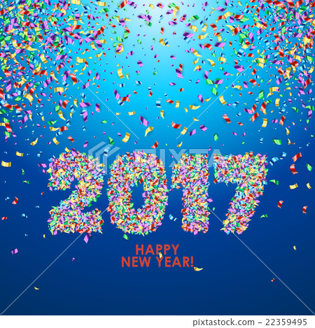 New Year 2017 celebration background with confetti New Year 2017 celebration background with confetti 22359495