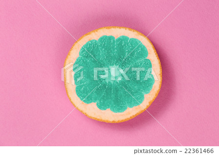 Top view popart grapefruit green color on a pink Top view popart grapefruit green color on a pink 22361466