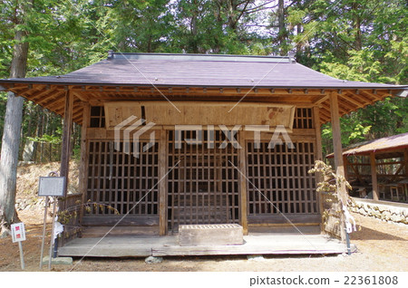 Shinshu Kamiina Shinto shrine in Tatsuno-cho Hokkaido Shinto shrine of Shinmeicho Shrine Shinto shrine 17th century building town Cultural property designation barriers Front side 22361808