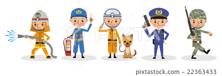 Self-defense officers, police officers, firefighters job image set (5 people) 22363433