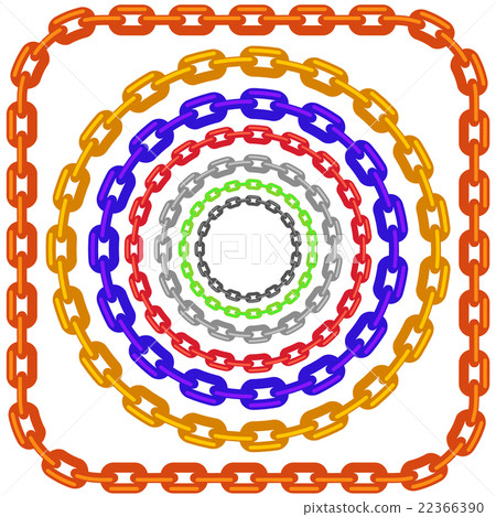 Set of Circle Colorful Chain Frames Isolated  22366390