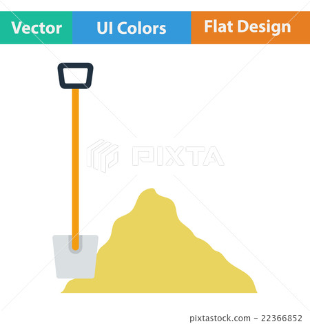 Flat design icon of Construction shovel and sand 22366852