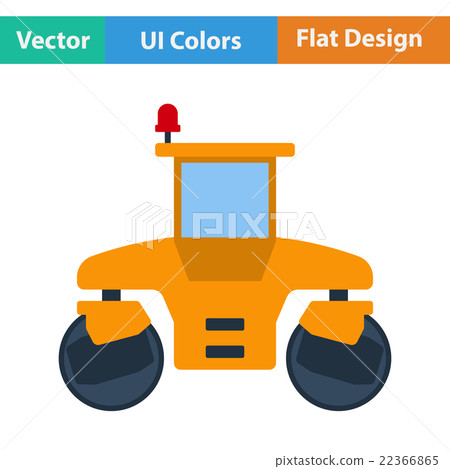 Flat design icon of road roller Flat design icon of road roller 22366865