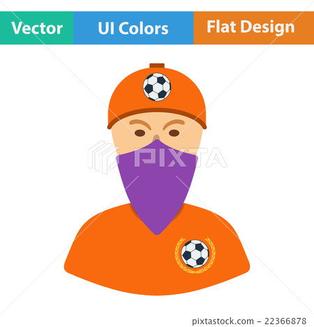 Football fan with covered face by scarf icon. Football fan with covered face by scarf icon. 22366878