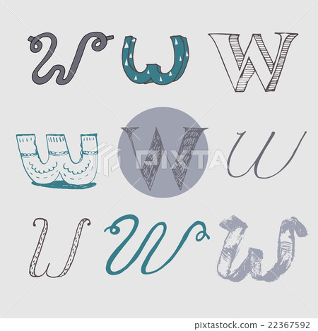 Original letters W set on light gray background 22367592