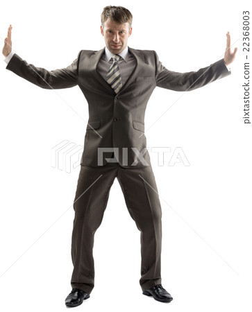 Business man stretching his arms to sides 22368003
