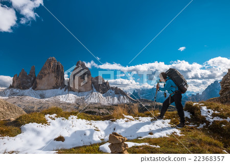 hiker in front of Alps mountains hiker in front of Alps mountains 22368357